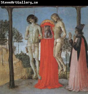 Pietro Perugino st Jerome supporting Two Men on the Gallows